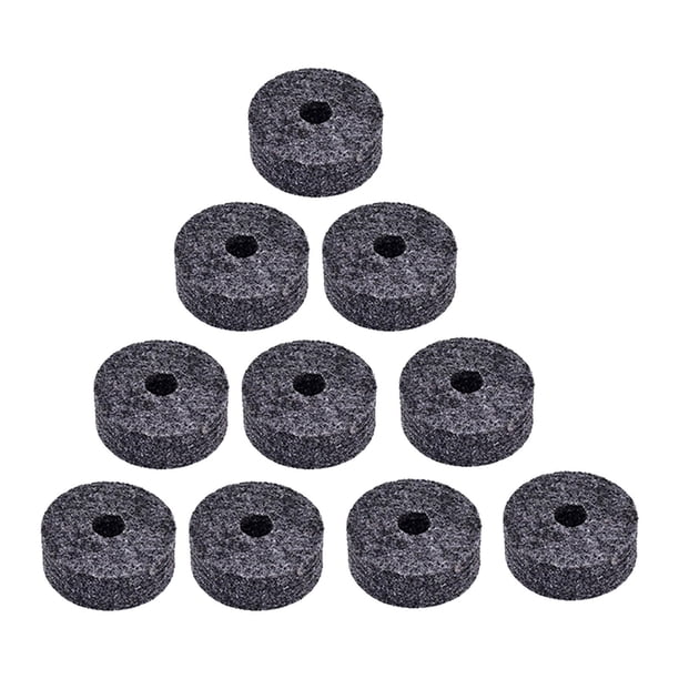 10 piezas de fieltros para soporte de platillos de forma redonda, fieltros de embrague para hi-hat para batería, fáciles de usar Gris