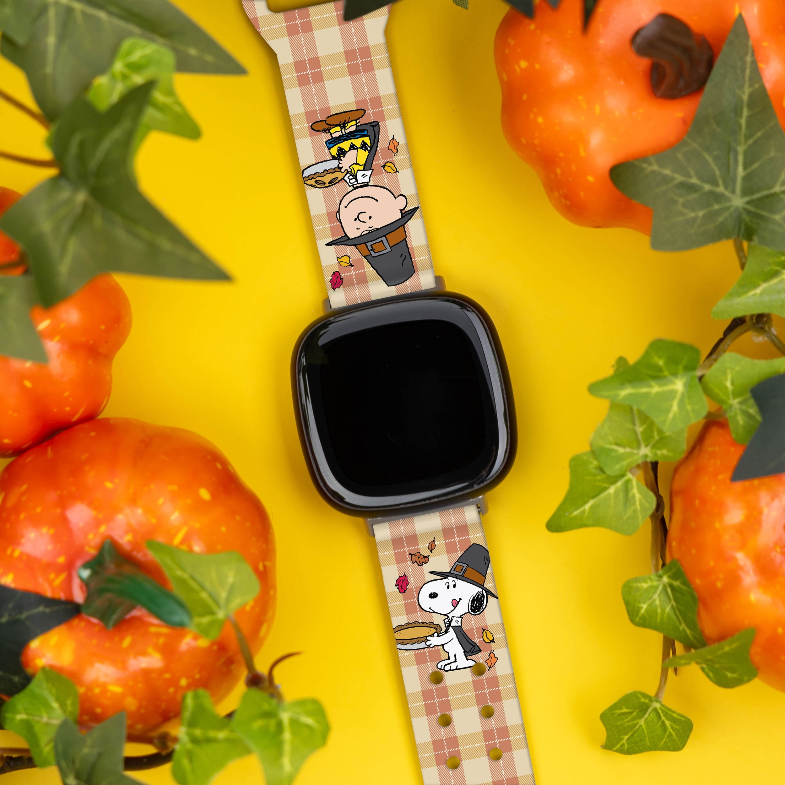 Peanuts Thanksgiving HD Unisex Watch Band Compatible with FitBit Verssa 3 & Sense (20mm Short Thanksgiving Pies) by Affinity Bands