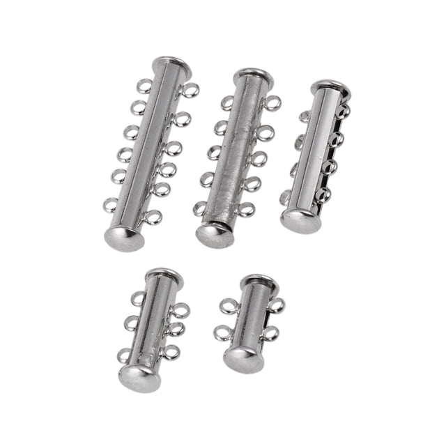 EeaseMX 5 conectores de cierre magnético deslizante de múltiples hilos chapados en plata para hacer joyas, collares y pulseras.