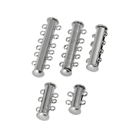 

TOYMYTOY 5PCS Silver Plated Multi Strand Slide Magnetic Tube Lock Clasp Connectors for Jewelry Necklace Bracelet Making Findings