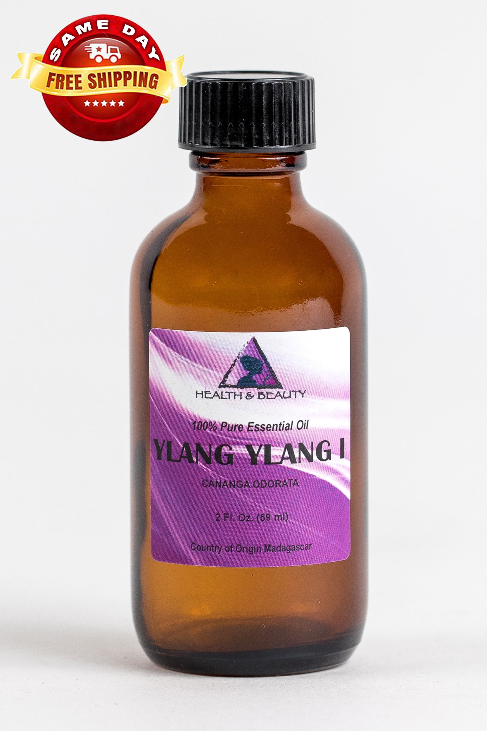 YLANG YLANG ESSENTIAL OIL ORGANIC AROMATHERAPY PURE GLASS BOTTLE 2 OZ, 59 ml
