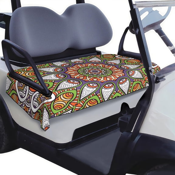 Decorative Mandala Golf Cart Seat Towel 51" x 31", Comfortable Microfiber Cover for Bench Seat Enhancement