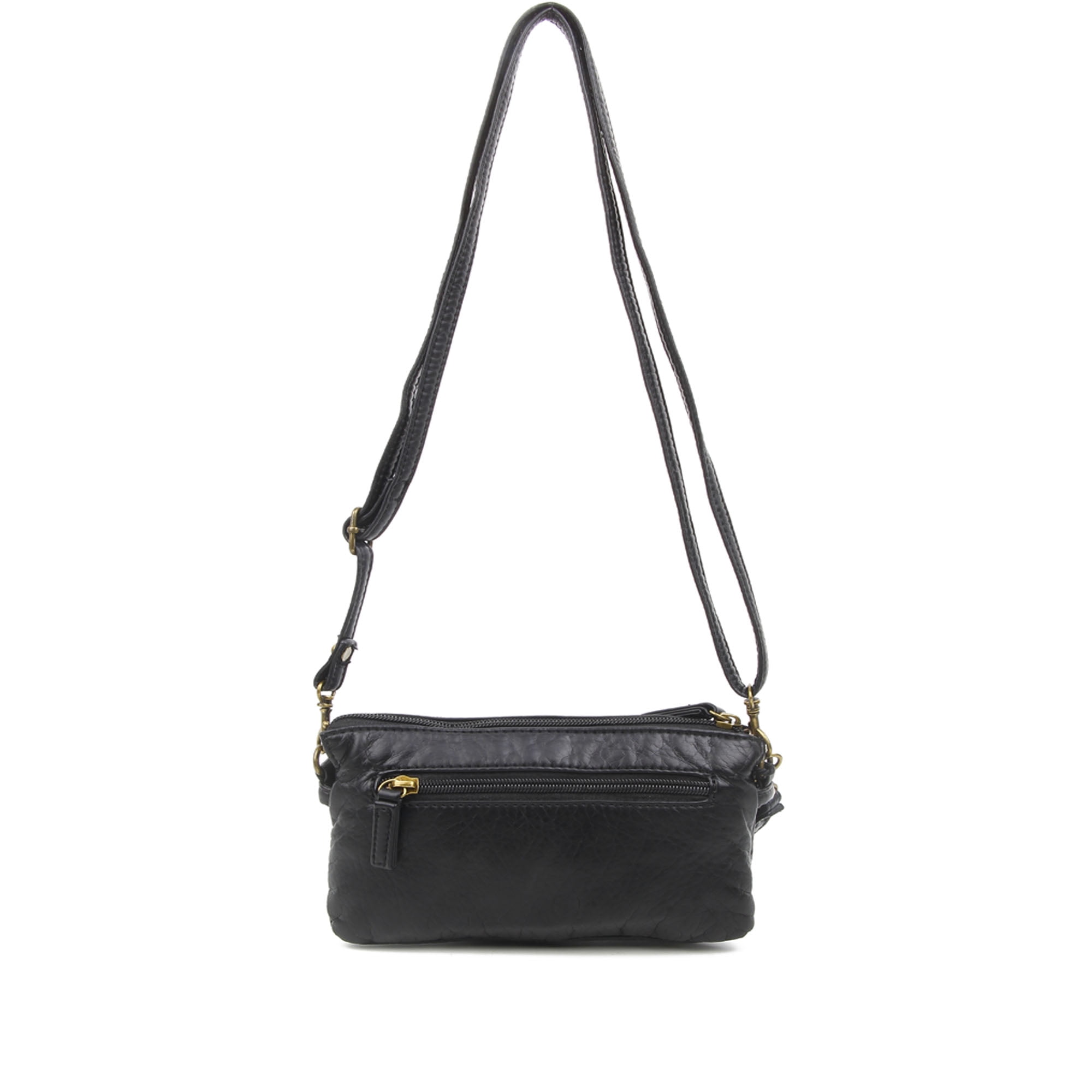 The Anita Women Wristlet Multi Functional Crossbody Soft Vegan Leather Bag by Ampere Creations - Black