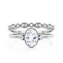 Beautiful Boho And hippie 1.85 Carat Oval Cut Diamond Moissanite Engagement Ring, Wedding Ring, One Matching Band in 925 Sterling Silver With 18k White Gold Plating Romanic Gift For Her, Promise Ring
