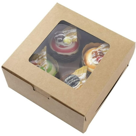 boxes kraft bakery window box inserts holders packs cupcakes cupcake cookie stickers cakes inch pack canada cookies