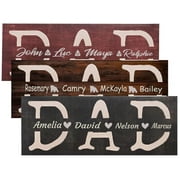 Fathers Day Gifts , Personalized Wooden Sign w/ Child Names | 3 Wooden Colors | Custom Dad Gifts for Fathers Day from Daughter, Son,Wife,Kids Grandpa Gifts, Rustic Wood Dad Sign