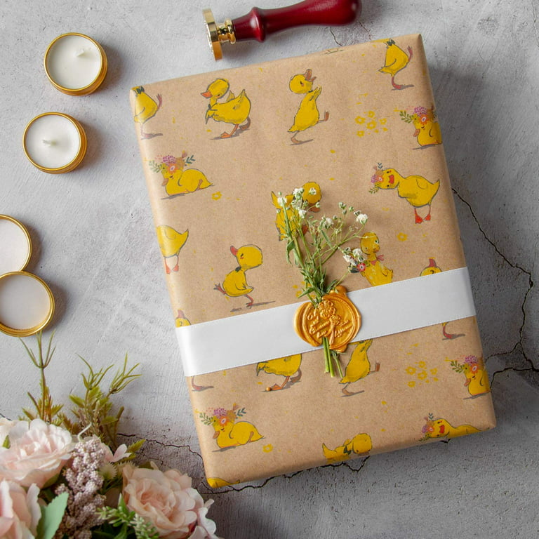  RUSPEPA Kraft Wrapping Paper Sheet - Dogs and Cats Design Happy  Holiday Printed for Baby Showers, Congrats, Holiday and Special Occasion -  6 Sheets Packed as 1 roll - 17.5 x