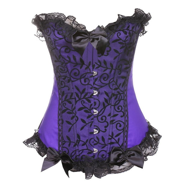 Women Sexy LaceBack Zip Hollow Out Corset Top Bustier Body Court