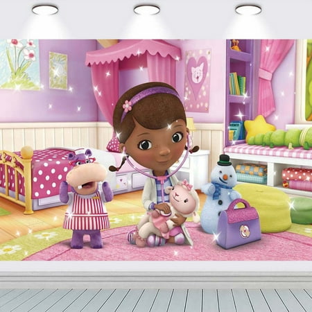 Doc Mcstuffins Birthday Banner Backdrop Background Taspestry Post Wall Decor Party Supplies