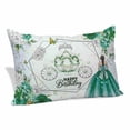 thumbnail image 2 of Happy Birthday Pillow Covers 24"x36", Green Dress Crown Carriage Flowers Butterfly Soft Brushed Microfiber Breathable Throw Pillow Covers, Pillowcase with Zipper for Couch Sofa Bedroom Living Room, 2 of 9