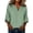 Green, variant on Women's Henley Neck Linen Top, 3/4 Sleeve Drop Shoulder Bohemian Blouse, Solid Color Casual Shirt for Spring, Summer, and Everyday Boho Style, Loose and Flowy-White