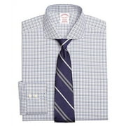 New Brooks Brothers Men's Madison Fit Two Tone Windowpane Dress Shirt Blue/White 17" 33"