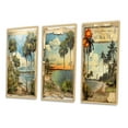 thumbnail image 3 of Designart "Vintage Florida Collage of Palm Trees and Beach II" Florida Framed Wall Art Set Of 3 - Green Modern Frame Gallery Set For Office Decor, 3 of 6