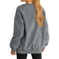 thumbnail image 4 of Women Oversized Sweatshirts Hoodie Fleece Crew Neck Long Sleeve Sweaters Comfy Fall Fashion Outfits Dark Grey S, 4 of 9