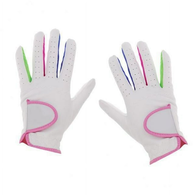 2x 1 par de guantes de golf deportivos kusrkot antideslizantes elásticos transpirables para niños color rosa