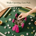 thumbnail image 3 of Large Capacity Striped Mahjong Tile Bag with Dice Pouch, Woven Crossbody Mahjong Organizer, Portable Mahjong Accessories Storage Bag for Women Game Night Gift, Pink Green, 3 of 7