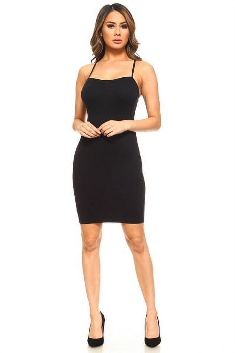 K-Cliffs Lady's Solid Seamless Long Strapless Cami Top or Dress Black, One Size