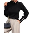 thumbnail image 3 of Suéteres de Cuello Alto para Mujer, Suéteres de Punto con Mangas Abullonadas para Otoño e Invierno Negro L, 3 of 8
