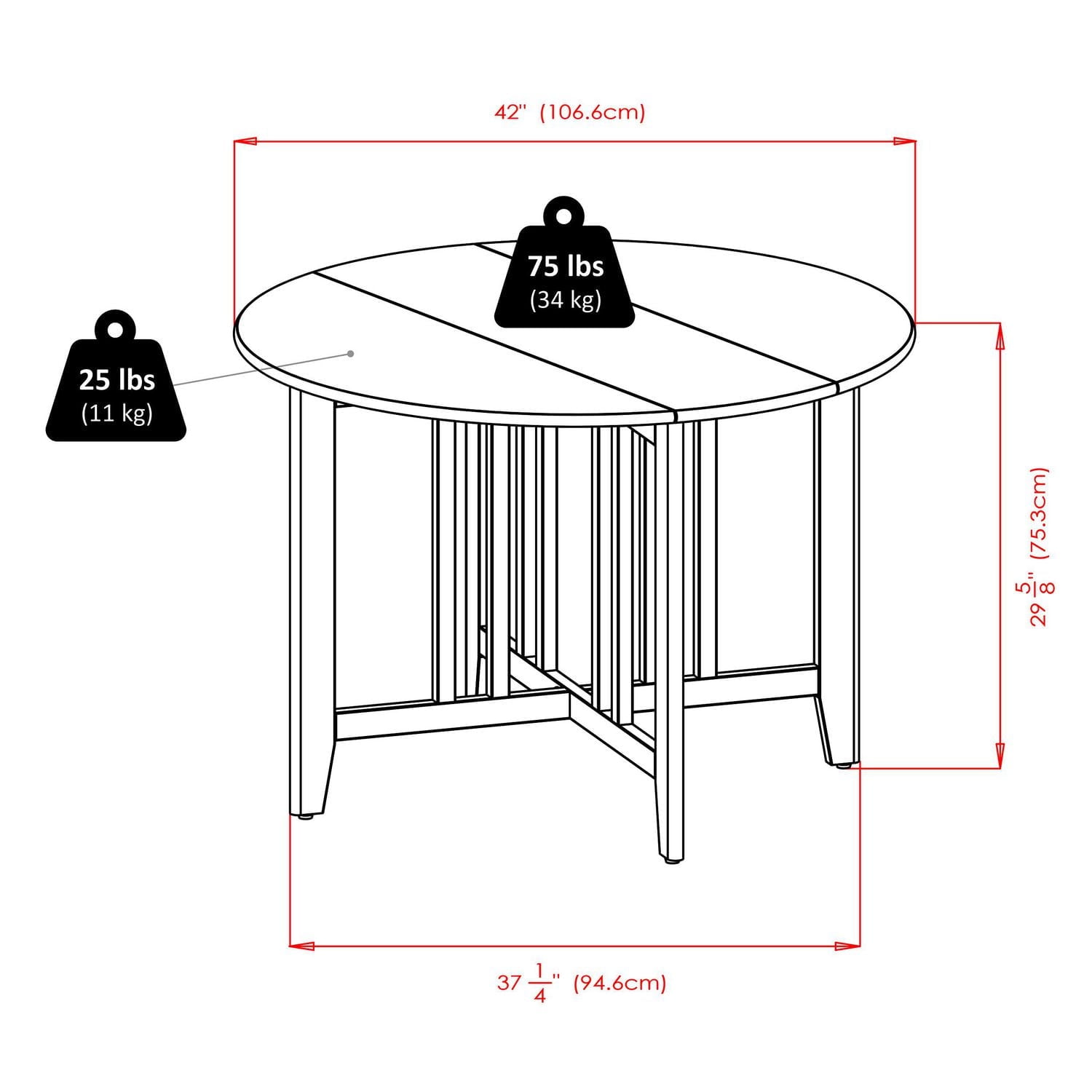 Alamo Double drop leaf round table in Walnut Finish - 94142