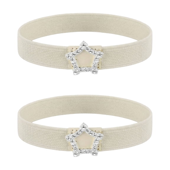 Women's Elastic Shoe Boots Straps with Rhinestone Star Buckle, Adjustable Ankle Boot Accessories for Sneakers & Heels (2 Pack) One Size Pentagram-Beige