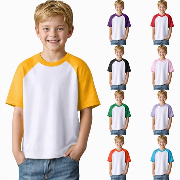 Splozh Boys Clothes 2-12 Years Plain Solid Color Casual Cotton Cute Summer Short Sleeve Tops Toddler Boy Shirts Kids T Shirts for Boys Black,5-6 Years