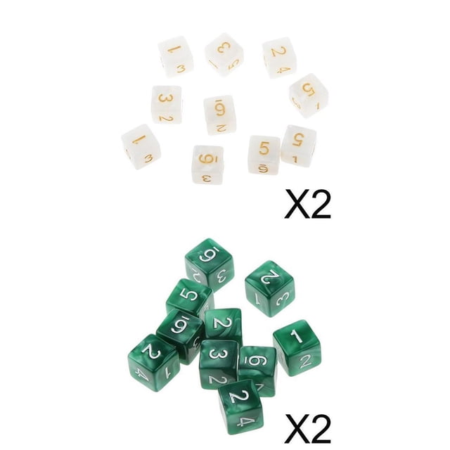 Dados de Seis Caras D6 Sunnimix Jugando D & D RPG Verde Blanco