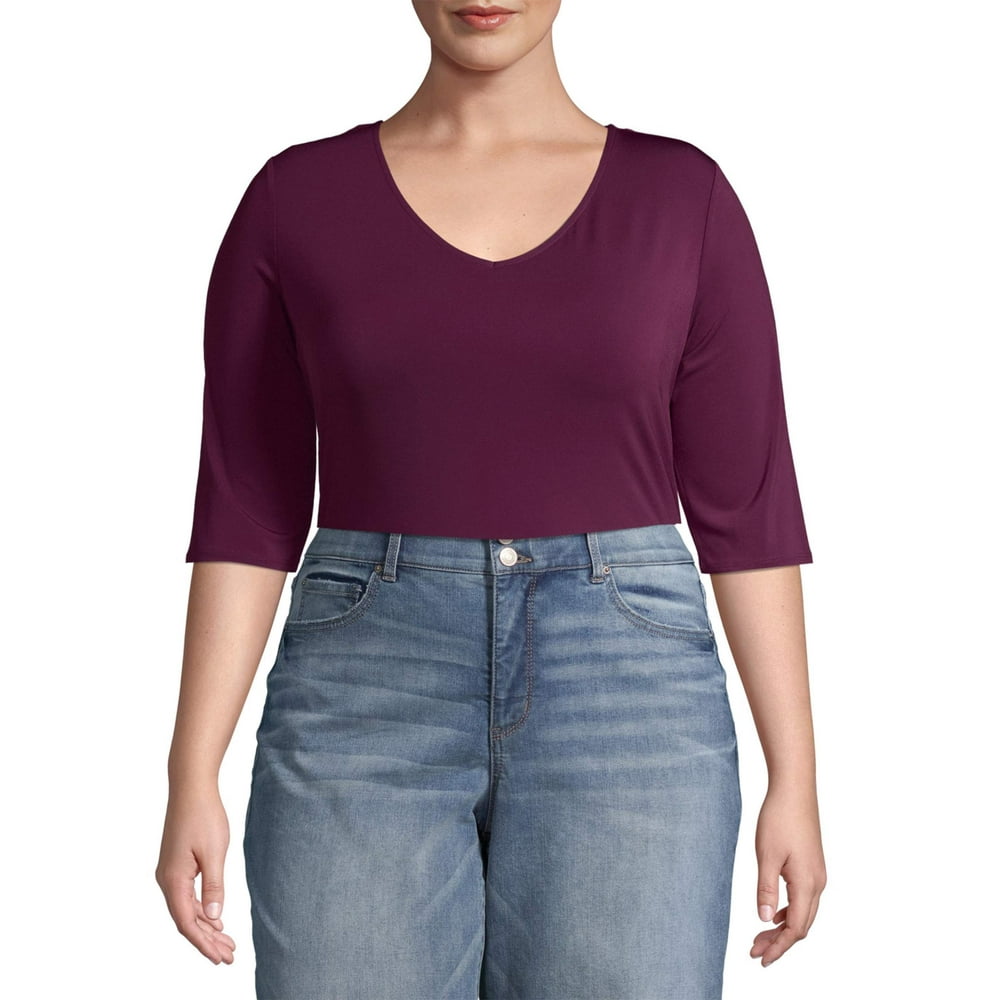 women's plus size elbow length tops