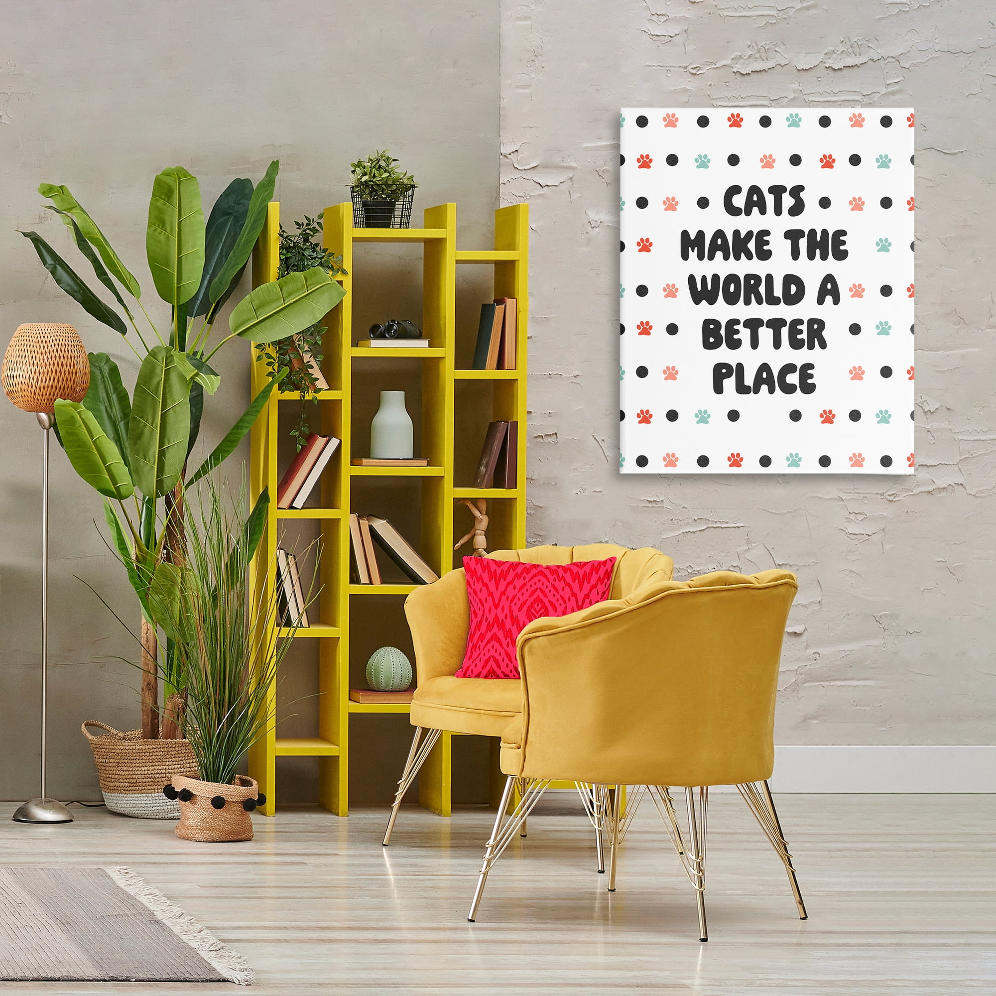 Stupell Industries Cats Make World Better Animals & Insects Painting Gallery Wrapped Canvas Art Print Wall Art, 30 x 40