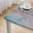 thumbnail image 5 of HAOXIT  Square Table Top Cover Abstract Multicolored Marbling Texture Background Fitted Tablecloth with Elastic Edge for Dining Wedding Party Picnic white, 5 of 8