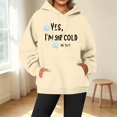 thumbnail image 2 of XAOFW Letter Print Pullover Hoodies For Women Long Sleeve Casual Hooded Sweatshirt Oversized Soft Cozy Streetwear Breathable Tops L, 2 of 5