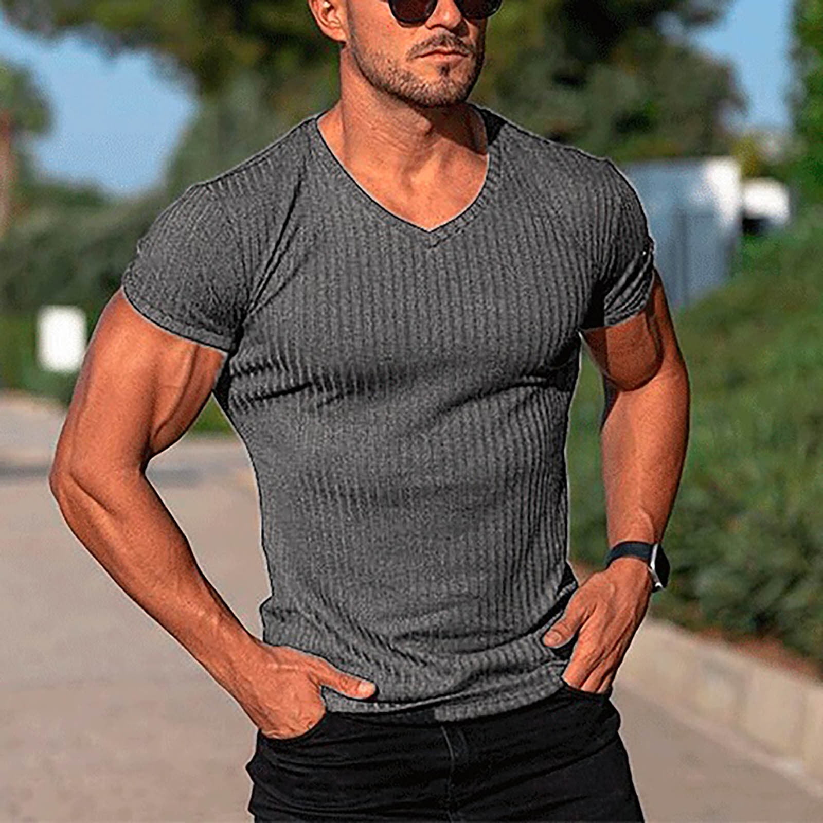 Corashan Mens T Shirts,Mens Casual Slim Fit Short Sleeve T- Shirt V-neck Summer Top,Shirts for Men - Walmart.com