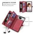 thumbnail image 4 of Allytech Detachable Magnetic Wallet Case for Google Pixel 7 with Wrist Strap, Large Capacity Luxury PU Leather Card Slots Zipper Cash Pocket Shockproof Protective Wallet Case - Red, 4 of 9