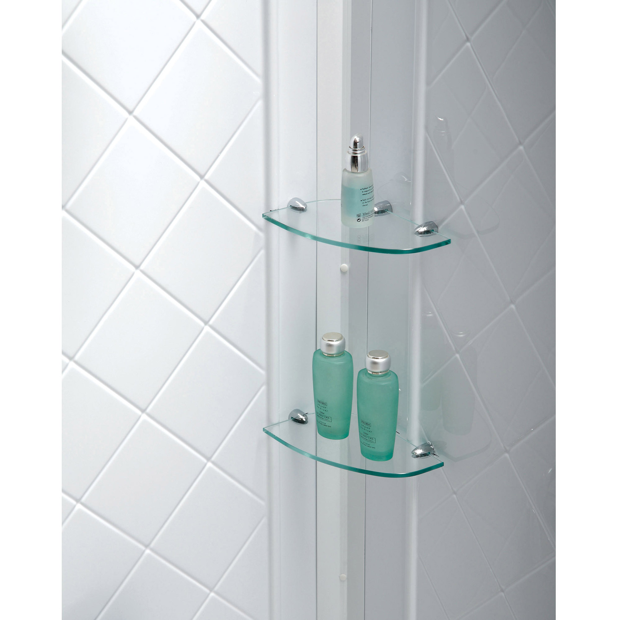 DreamLine Infinity-Z 56-60 in. W x 60 in. H Clear Sliding Tub Door in Brushed Nickel with White Acrylic Backwall Kit - image 9 of 14
