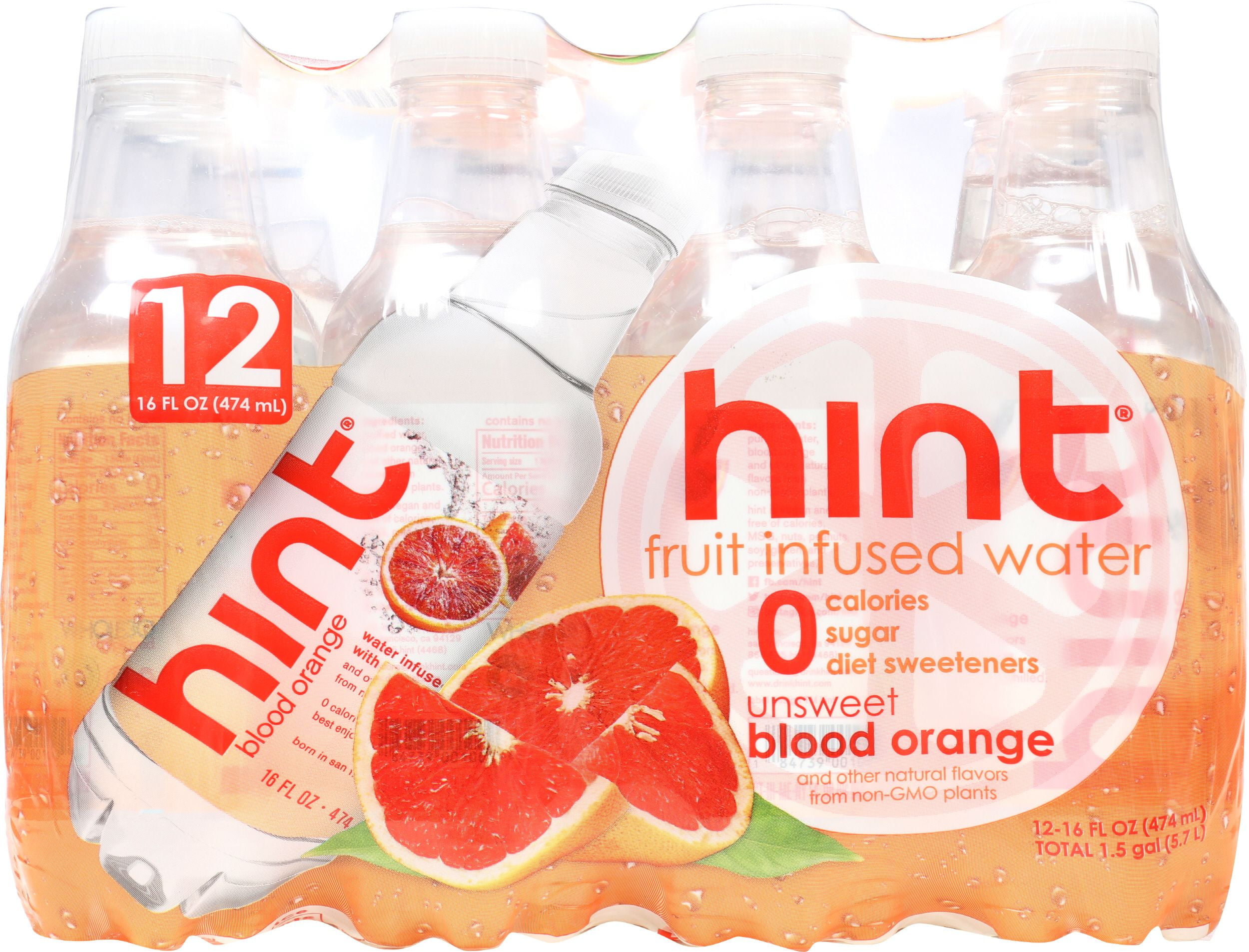 Hint Water Blood Orange, (Pack of 12) 16 Ounce Bottles, Pure Water