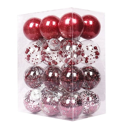 

ActFu 24Pcs Christmas Balls Transparent Colored Easy Hanging Xmas Party Decoration Ball Pendants Party Supplies