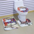 thumbnail image 1 of Juego de 3 piezas de baño antideslizante con tapa de pedestal, almohadilla para tapete de baño, juego de alfombras, 18 patrones de elección Nueva York Soledad Alfombrilla, 1 of 6