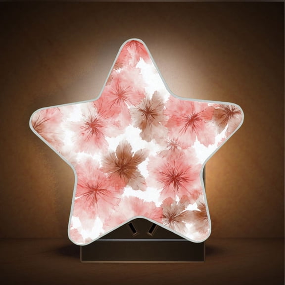 Star Night Light Auto On/Off Plug-in Wall Light with Light Sensor Warm White LED for Home Party Pink and Brown Tie-dye Flowers