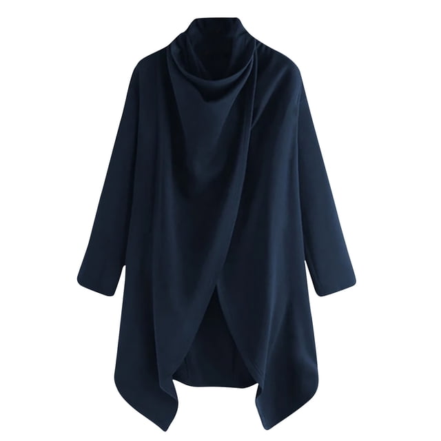WREESH Men's Cape Jacket Street Style High Collar Solid Color Long Sleeve Punk Irregular Windbreaker