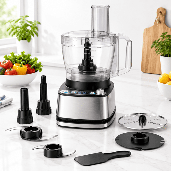 12 Cup Food Processor with 4 Programs & Pulse, 1000W Max Power