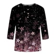 thumbnail image 4 of Camisas Para Mujer Moda Casual Manga 3/4 Botón Camiseta Cuello Estampado Top Blusa Odeerbi ODB125875, 4 of 5