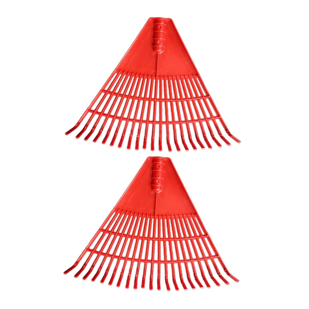 SEWCHICS 2Pcs Landscaping Rake PP Plastic Red Yard Maintenance Tool for Adults