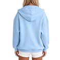 thumbnail image 4 of Nestiefly Womens Zip Up Hoodies 2026 Oversized Casual Long Sleeve Zipper Sweatshirts Fall Winter Comfy Fashion Jackets with Pockets Light Blue S, 4 of 5