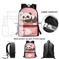thumbnail image 4 of Jeiento Panda School Bags for Girls 7-10 10-12 Kids Backpack with Lunch Box and Pencil Case Mushroom Primary School Bookbag Boys Preschool Kindergarten Children Back Packs 3pcs Pink, 4 of 7