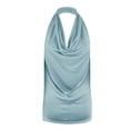 thumbnail image 3 of Discount Halter Tank Shirts for Women Classic Solid Basic Tees Gifts Spring Backless Sleeveless Blouse Trendy Drape Neck V Neck Summer Tops Stylish Front Knot Slim Fit Casual Shirts Light Blue 10, 3 of 3