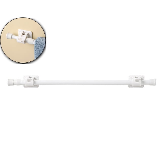 Lot de 2 Tringles de Tension Blanches Réglables Sans Perçage avec Pinces (15,7–28 Pouces) – Tringle Télescopique en Fer Forgé pour Rideaux, Portes d'Armoires, Garde-Robes, Fenêtres et Salle de Bain