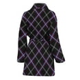 thumbnail image 2 of Black Grey Blue And Pink Tartan Women Bathrobe One Size Univeral Fits, Tartan Plaid Retro Fashion Lightweight Plush Fleece Long Robe For Women, 2 of 3