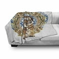thumbnail image 3 of Tiger Soft Flannel Fleece Throw Blanket, Large Cat Crossing from Vintage Frame Japanese Design Exotic Adventure, Cozy Plush for Indoor and Outdoor Use, 50" x 60", Royal Blue Pale Brown, by Ambesonne, 3 of 6