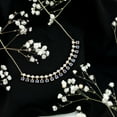 thumbnail image 3 of Rosec Jewels Lab Grown Blue Sapphire Curved Bar Necklace - (AAAA Grade) Blue Sapphire and Moissanite Necklace - with Jewelry Box, 14K Yellow Gold, 3 of 8