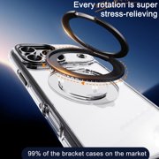 ShellTech For Apple iPhone 15 Pro Max Magnetic Ring Kickstand Hybrid Case, Lightweight PC+TPU Shockproof Anti-Scratch Non-Slip Back Cover with Wireless Charging and Anti-Fingerprint,Silver