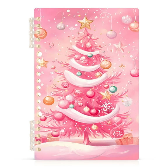 Pink Christmas Tree Notebooks 1-subject Journal 60 Sheets A5 College Ruled Paper Detachable Ring 8.3"x5.7"